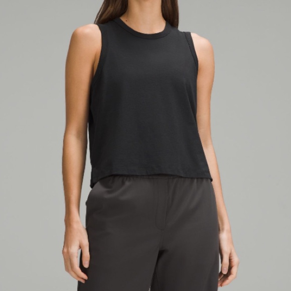 lululemon athletica classic fit cotton blend tank top black size 10